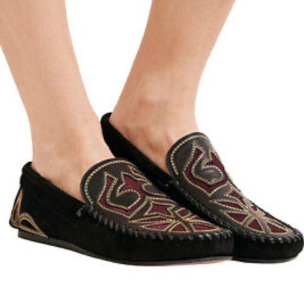 Isabel Marant Finha Embroidered Velvet Loafer